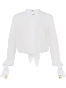 Поплиновая рубашка со стразами Elisabetta Franchi, белый