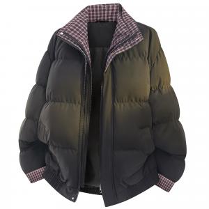 Пуховик Unisex X1617, черный красный plaid puffer jacket