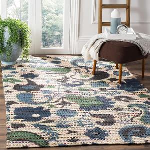 Ковер SAFAVIEH, 153 x 244 см, Cedar Brook Collection, Blue & Multi, ручной работы из хлопка, идеален для помещений с высокой проходимостью в гостиной, спальне (CDR321A)