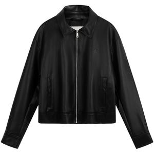 Calvin Klein Кожаная куртка женская космический черный, BEH-Space Black