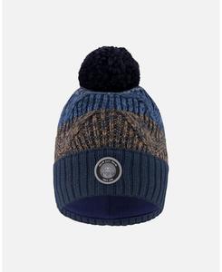 Вязаная шапочка с помпоном для мальчика, бежевого и темно-синего цвета - для малышей/детей Deux par Deux, Taupe and navy