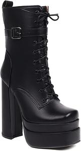 Женские ботильоны на высокой платформе с двойным слоем, квадратным носком и высокими каблуками, средние по голени, в стиле милитари JMdfcqer, Black