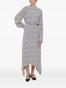 Платье миди в горох с открытой спиной Benetton, белый