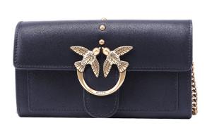 Кожаный кошелек на цепочке Черезплечная сумка Женская черная сумка через плечо PINKO, Set (Bag+Dust Bag)