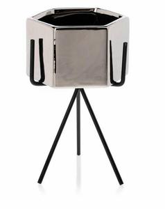 Цветочный горшок HOWHOMELY Sashi, 11x19x10 см цвет schwarz/silber