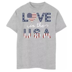 Футболка с текстом и графическим изображением флага США для мальчиков 8–20 лет Americana Love In The USA Licensed Character