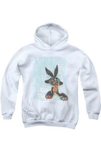 Looney Tunes Граффити Кролик Молодежная Толстовка с Капюшоном Gildan, белый
