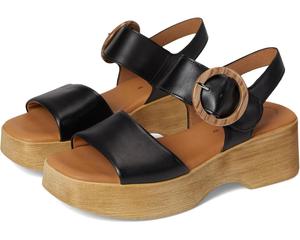 Женские сандалии Gabor 620 из черной кожи на танкетке с ремешком на щиколотке ZOGG2662