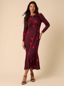 Платье миди Sally в горошек Nobody's Child, Burgundy/Red