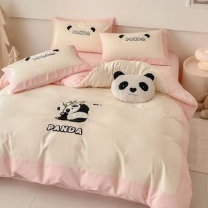 FUANNA Комплект постельного белья 1.2, 3 предмета, пододеяльник 150x210 см, Hi Panda, цвет: бело-розовый, мягкая и нежная ткань