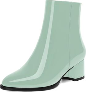 Женские лаковые вечерние ботильоны NUMALEO с молнией, круглый носок, устойчивый низкий каблук 2 дюйма