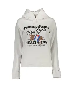 Белый хлопковый свитер с капюшоном Tommy Hilfiger, белый
