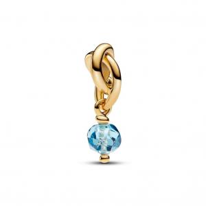 Шарм March Sea Aqua Blue Eternity Circle Dangle Pandora, покрытие - золото