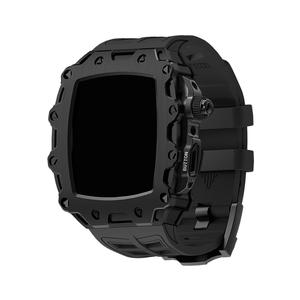 HUALIMEI Часы Protective Case Apple Silicone Case Material S9/s8/s7/s6, Black Shell + Black Belt