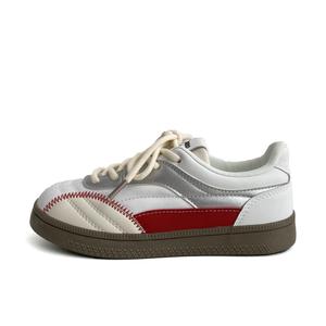 City camel Дышащие женские скейтерские кеды низкие бело-красные, цвет White Red