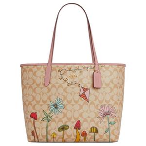 Наблюдаемая нами городская сумка-шопер из покрытого холста, через плечо, ручная кладь Tubas для женщин светло-хаки COACH