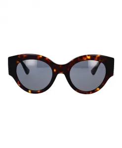 Круглые солнцезащитные очки с серыми линзами и темной оправой «Гавана» Versace, коричневый