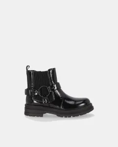Детские ботинки-байкеры на плоской подошве с эластичной вставкой Chika10, черный