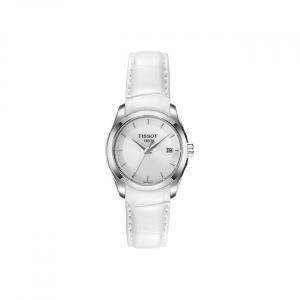 TISSOT Часы Kutu Collection Quartz Movement Women's Watch Watch 32mm White Dial Stainless Steel Case Leather Strap, White Dial