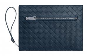 Bottega Veneta Кожаный клатч Small мужской темно-синий