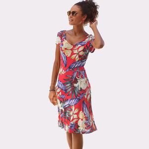 Женское платье с v-образным вырезом Lascana, Red Multicolor