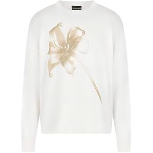 Джемпер Asv из смеси шерсти и лиоцелла с цветочным принтом Emporio Armani, snow