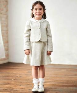 Комплект из блестящего твидового жакета и юбки (110-130 см)