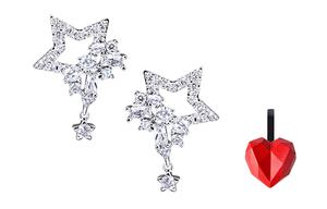 Серьги-клипсы с инкрустацией циркония для женщин VERENA REINE, красный