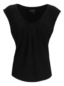 Плиссированный топ с рукавами кап Armani Exchange, черный