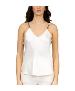 Атласное платье-комбинация с V-образным вырезом Max Mara, белый