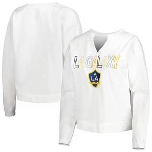 Женская белая футболка Concepts Sport LA Galaxy Sunray с вырезом и длинными рукавами