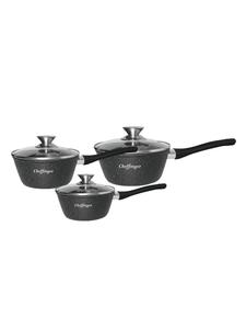 Набор кастрюль, 6 предметов, Ø16-18-20 см, сковорода, черный цвет Cheffinger