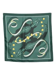 Шелковый шарф Lacoste, зеленый