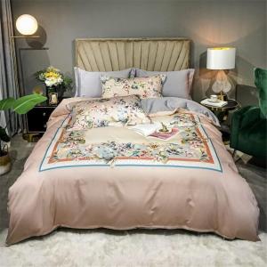 SkiPdr Комплект постельного белья хлопковый с ярким принтом цветы и листья с молнией