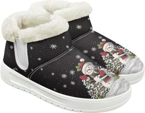 Рождественский принт JoyLamoria на дому, снежные ботинки для женщин, походные ботинки на щиколотку, рабочая и модная обувь для девушек, Snowman Snowflake