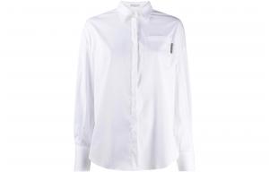 Белая простая рубашка с длинными рукавами Brunello Cucinelli