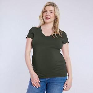Футболка Maternity Motherhood с V-образным вырезом и рюшами по бокам, цвет Olive