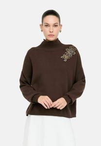 Джемпер LIU JO WITH BEJEWELLED EMBROIDERY, Dark Brown
