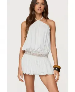 Женское мини-платье Aida с открытой спиной и принтом «пузырь» Edikted, белый