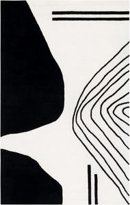 Ковер SAFAVIEH, 61 x 92 см, Rodeo Drive Collection, Ivory & Black, ручной работы, мид-сенчури модерн, абстрактный, шерстяной, идеален для помещений с высокой проходимостью: прихожая, гостиная, спальня (RD860B)