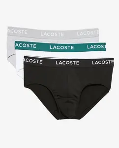 Упаковка из 3 однотонных хлопковых трусов с логотипом на поясе Lacoste, мультиколор