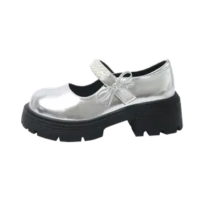 Туфли-мериджейн на массивном каблуке 5,5 см женские SUPEREDGE, серебро