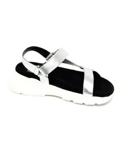 Серебристые кожаные сандалии Hogan, серый