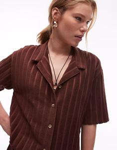 Рубашка свободного кроя Towing в шоколадно-коричневом цвете Topshop