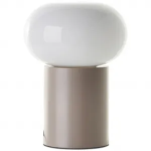 Блестящая настольная лампа Daeny E27, 1 шт., с белым стеклом, 27 x 20 см, E27, металл Brilliant, серо-коричневый