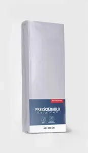 Простыня на резинке сатиновая 140х200 микрофибра светло-серая Detexpol