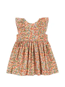 Платье с воланами и цветочным принтом Konges Sløjd, бежевый