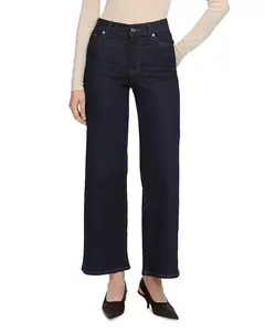 Узкие джинсы-палаццо с высокой посадкой, укороченные, цвет «виноградный». Frame, синий