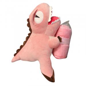 Мягкая игрушка милый мультяшный динозаврик теплые ручки плюшевая кукла высота 48см MENGMENGBUNNY, розовый