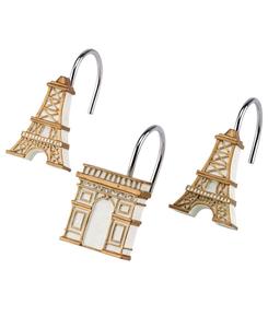 Набор из 12 крючков для душевой занавески Paris Botanique, расписанных вручную из смолы Avanti, слоновая кость